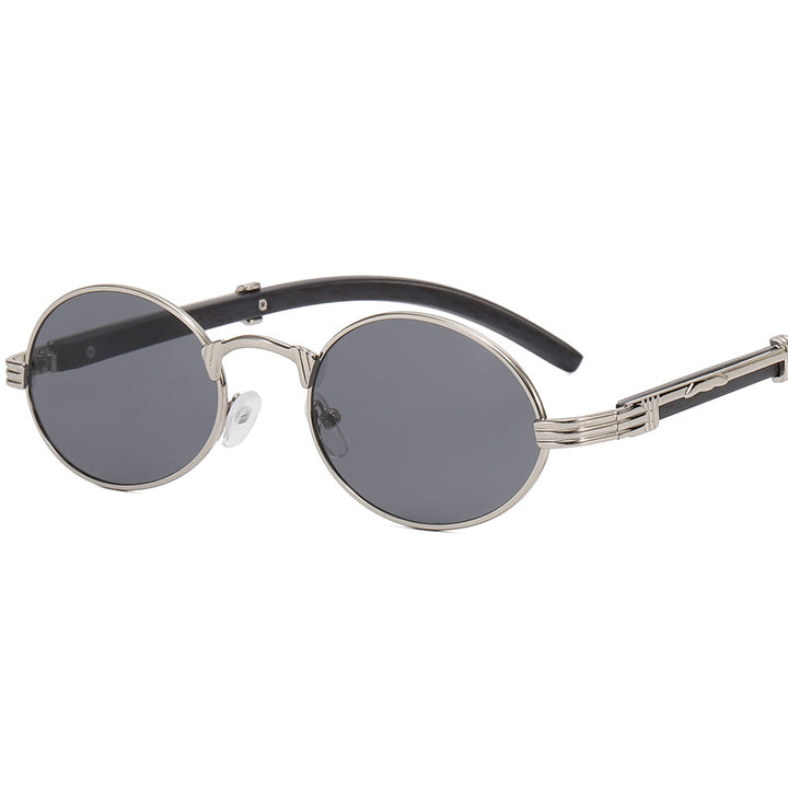 Dame rund designer solbrille med innovativ metallramme Skanto