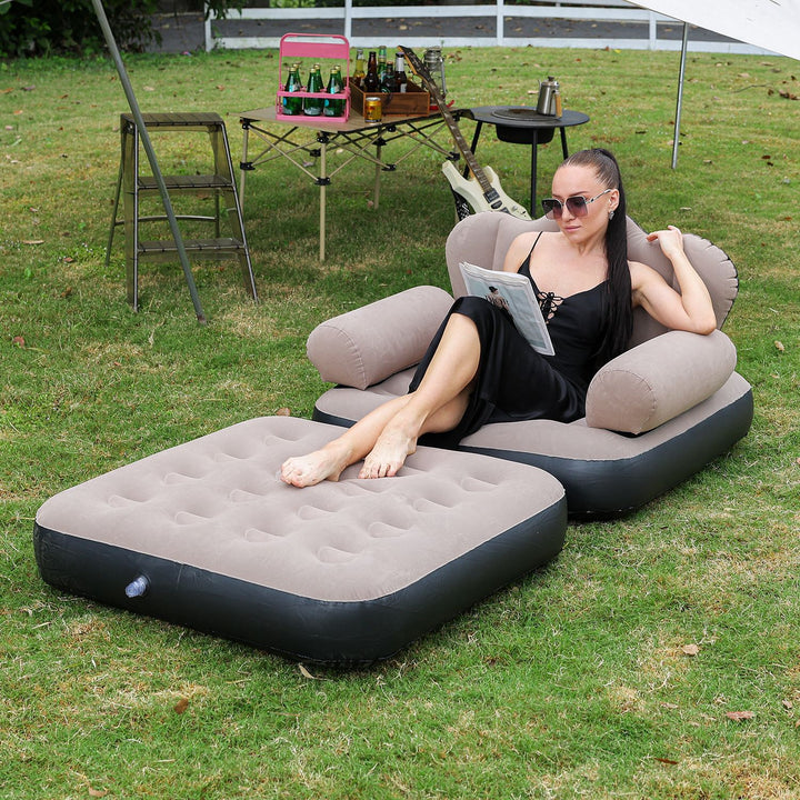 Kvinne oppblåsbar komfortsofa med ergonomisk ryggstøtte Skanto