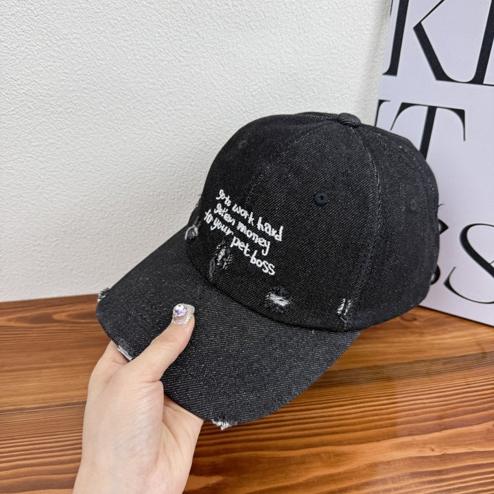 Kvinnens slitte denim uttal cap Skanto