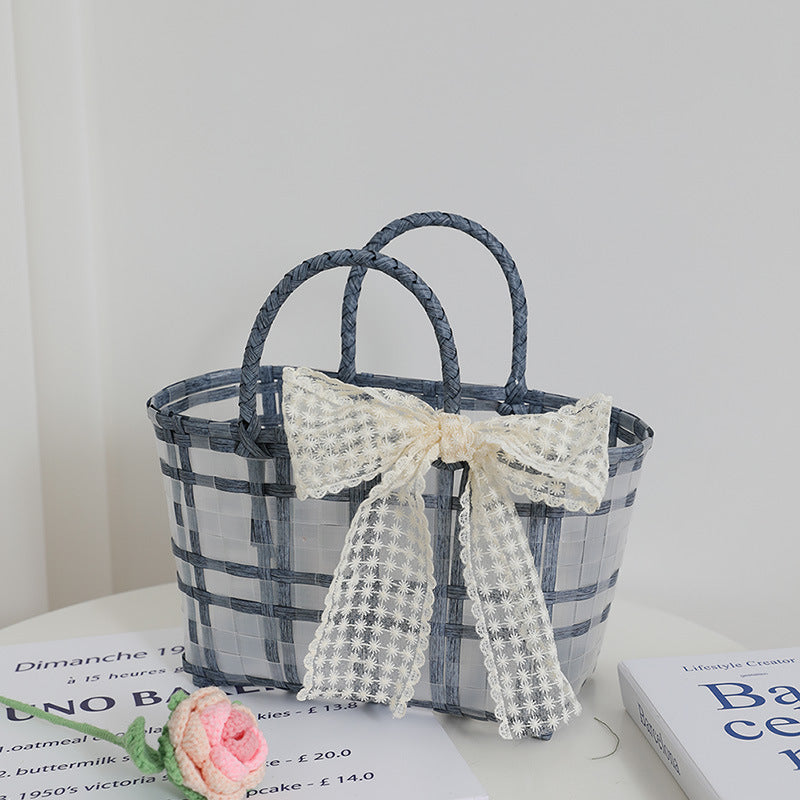 Handmade basket bag with elegant bow application Skanto