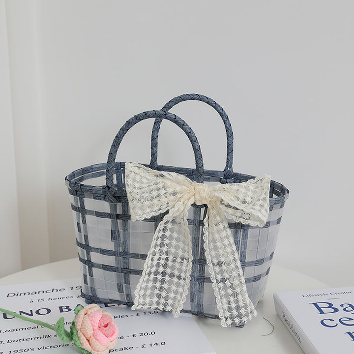 Handmade basket bag with elegant bow application Skanto