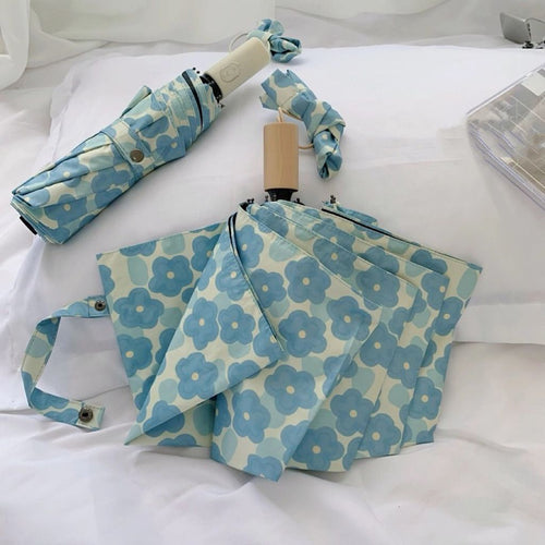 Damen Sammenleggbart paraply med blomsterdesign Skanto