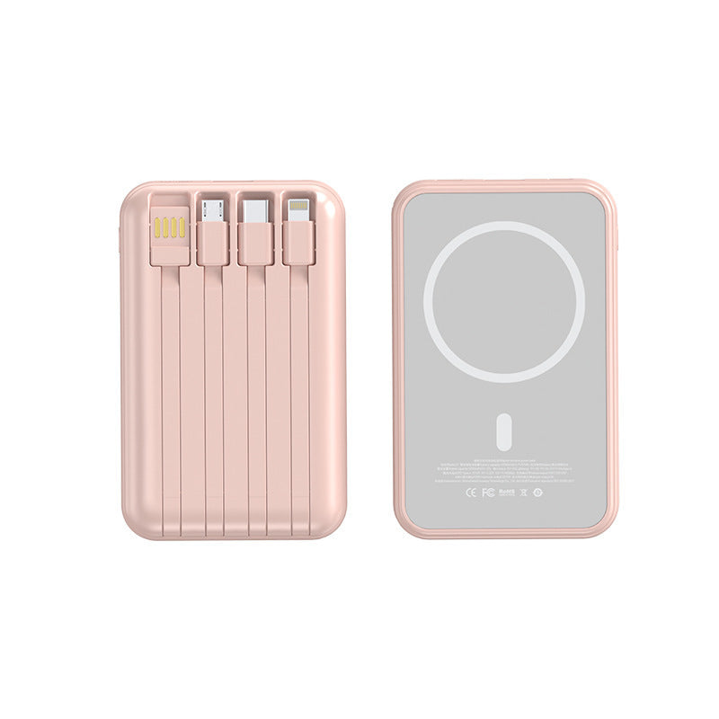 Bærbar powerbank med innebygde ladekabler Skanto