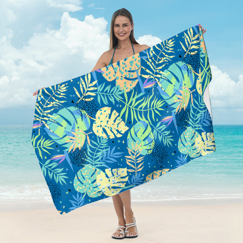 Strandhåndkle med eksotisk palmemønster og myk mikrofiber-kvalitet Skanto