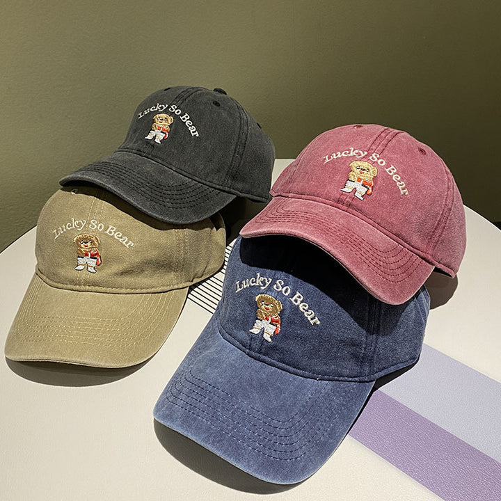 Unisex Avslappet Brodert Bjørn Caps Skanto