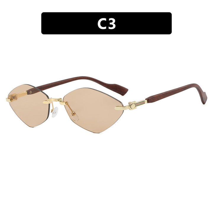 Women's geometric sunglasses with luxurious wood arms and polarized lenses Skanto