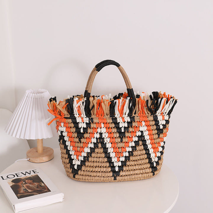 Stylish basket bag with eye-catching pattern Skanto