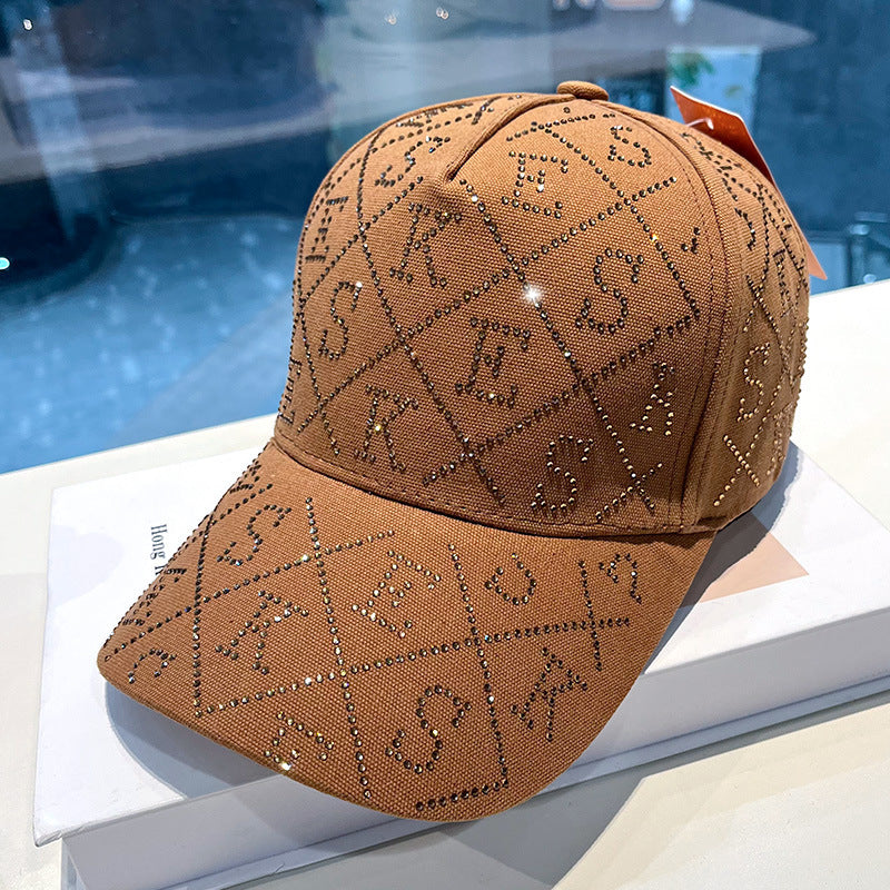 Kvinne Rhinestone-pyntet justerbar baseballcaps Skanto