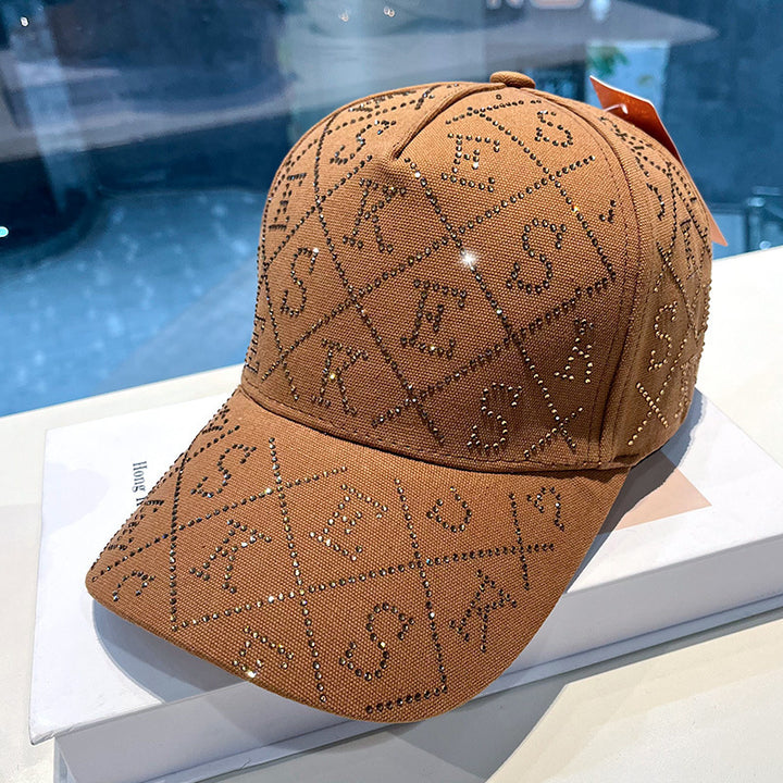 Kvinne Rhinestone-pyntet justerbar baseballcaps Skanto