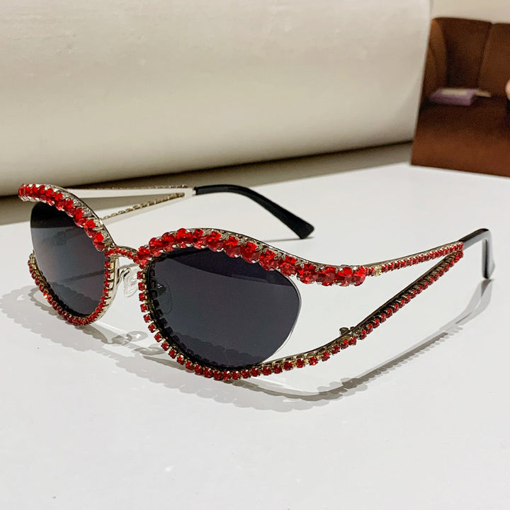 Dame Glamorøs solbrille med glitrende krystallakenter Skanto