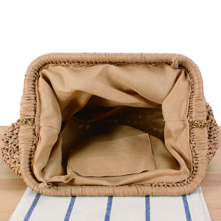 Basket bag with elegant wooden details Skanto