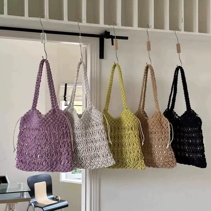 Håndknyttet skulderveske med fint nett-design Skanto