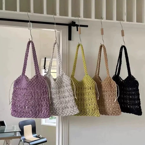 Håndknyttet skulderveske med fint nett-design Skanto