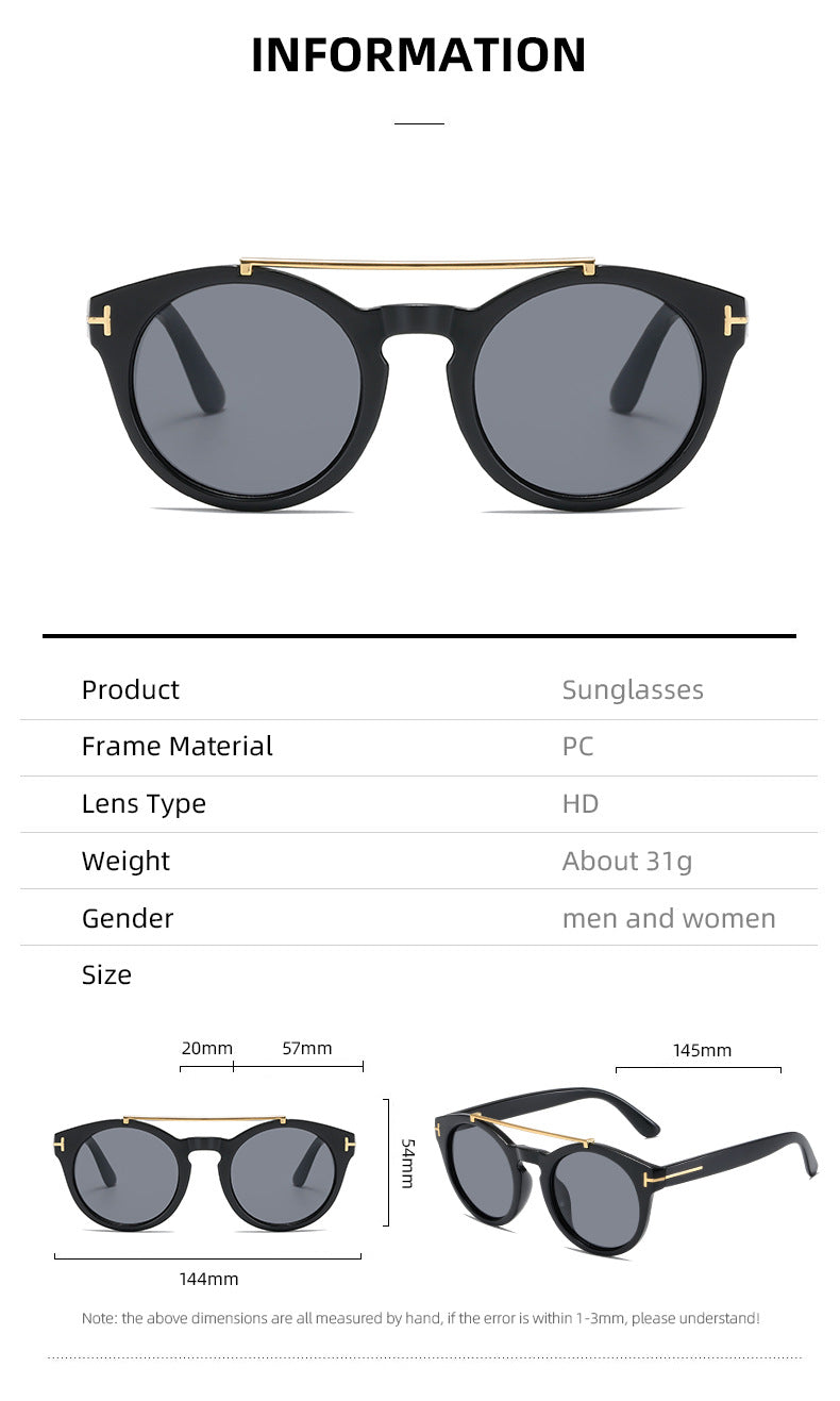 Dame fashionable solbriller med elegante runde glass Skanto