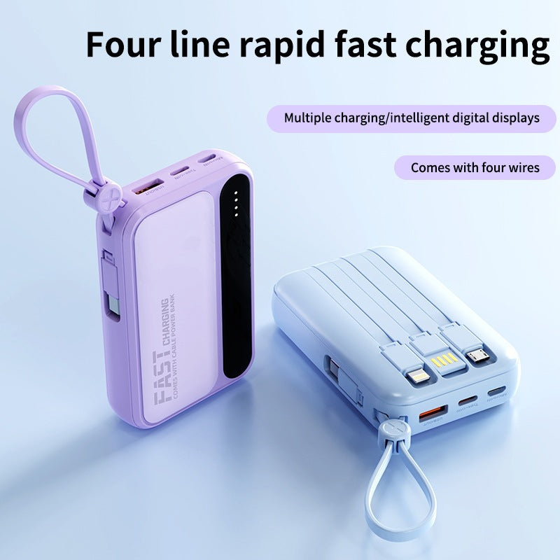 Bærbar powerbank med integrerte hurtigladeporter og multifunksjonskabel Skanto