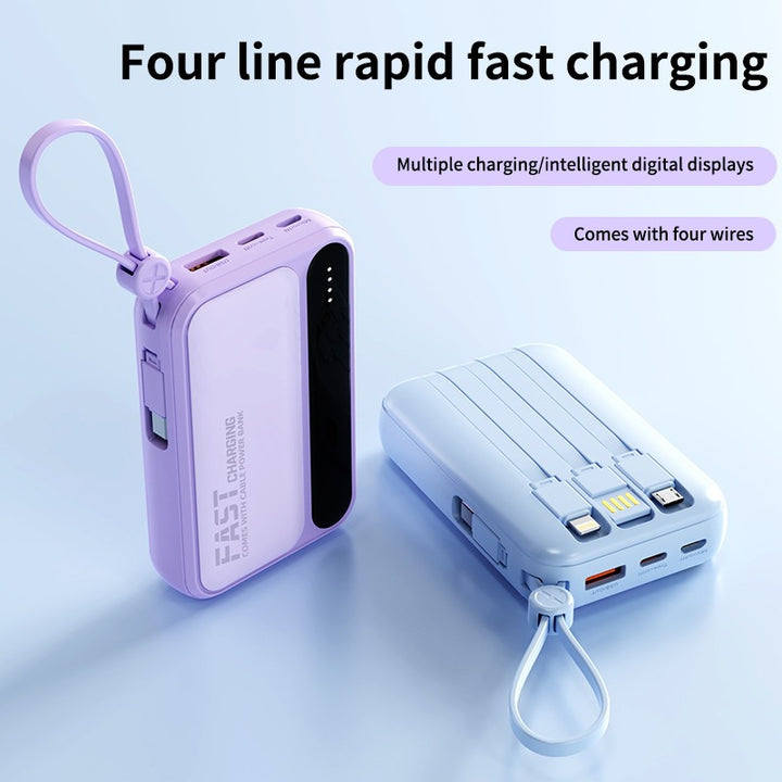 Bærbar powerbank med integrerte hurtigladeporter og multifunksjonskabel Skanto