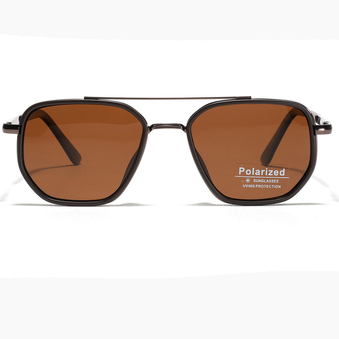 Dame kvadratisk solbrille med polarisert glass og elegant metallramme Skanto