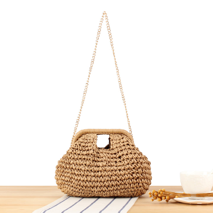 Shoulder Bag from Hand-Knotted Natural Material with Elegant Chain Strap Skanto