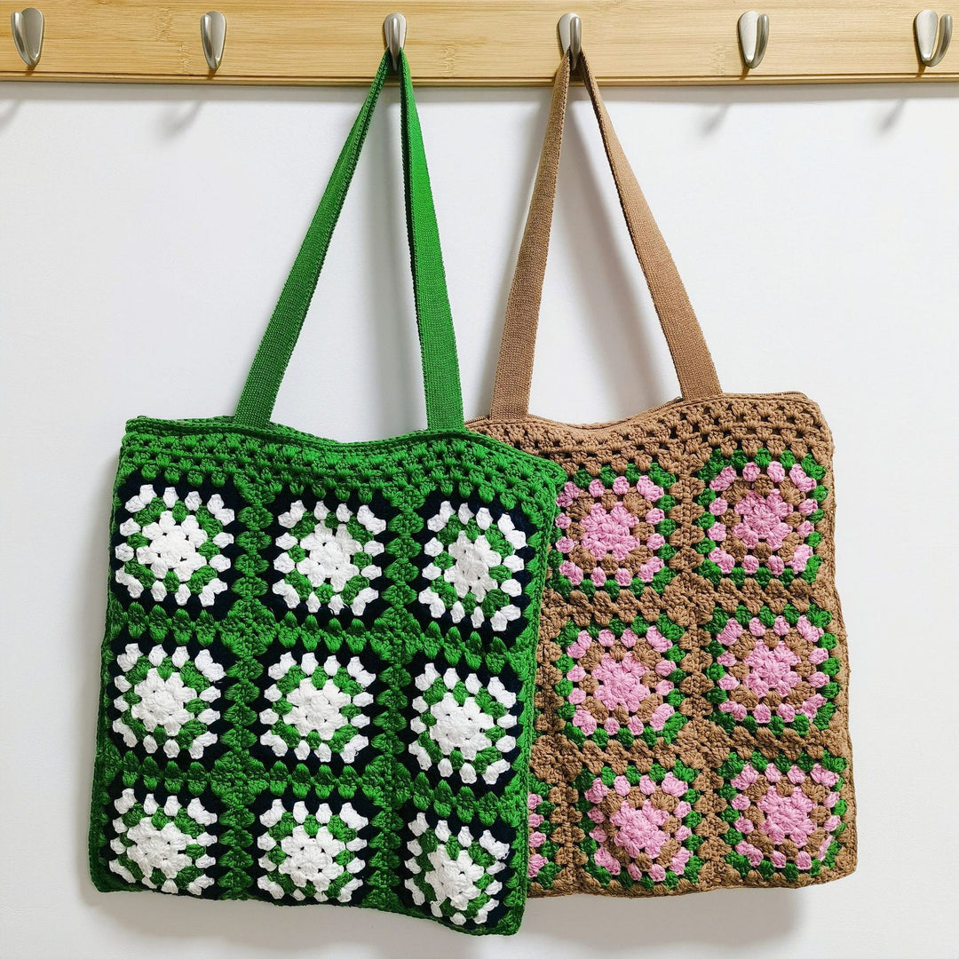 Håndlaget bomullshandlenett i vintage-bestemorsdesign Skanto