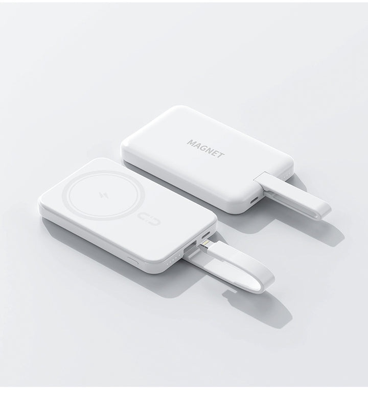 Magnetisk Powerbank med trådløs lad funksjon og integrert kablingssystem Skanto