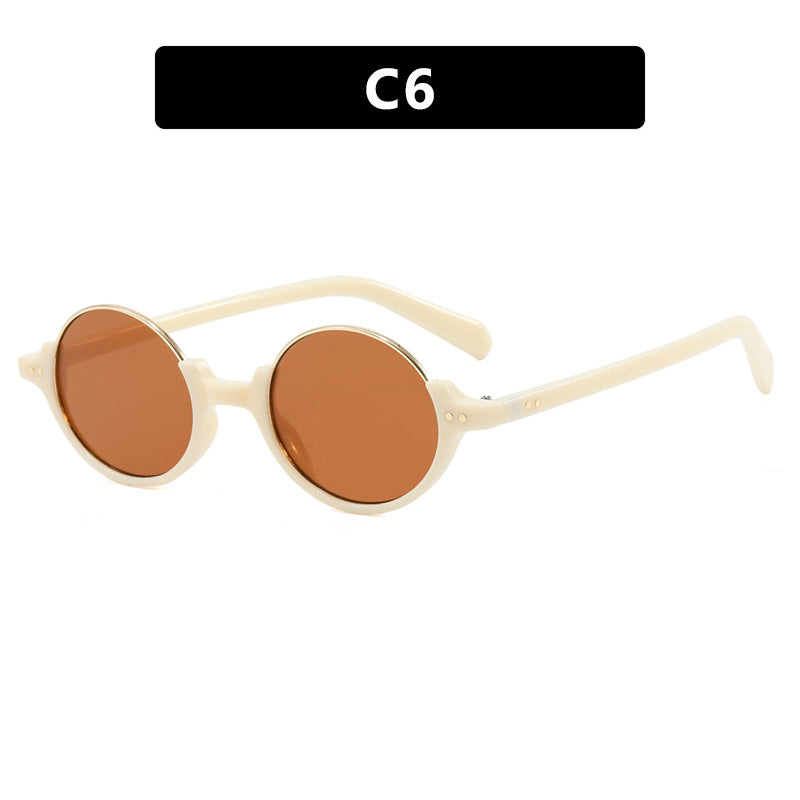 Women's round sunglasses with elegant plastic-coated frame Skanto