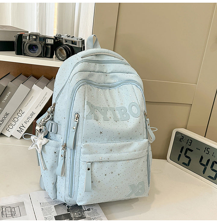Multi-Pocket Stjerne-utsmykket Skole Rygsekk
