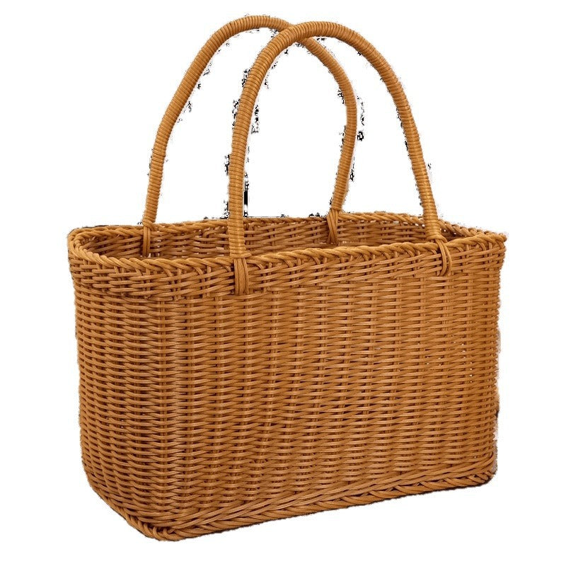 Dame tidløs Rattan handleveske Skanto