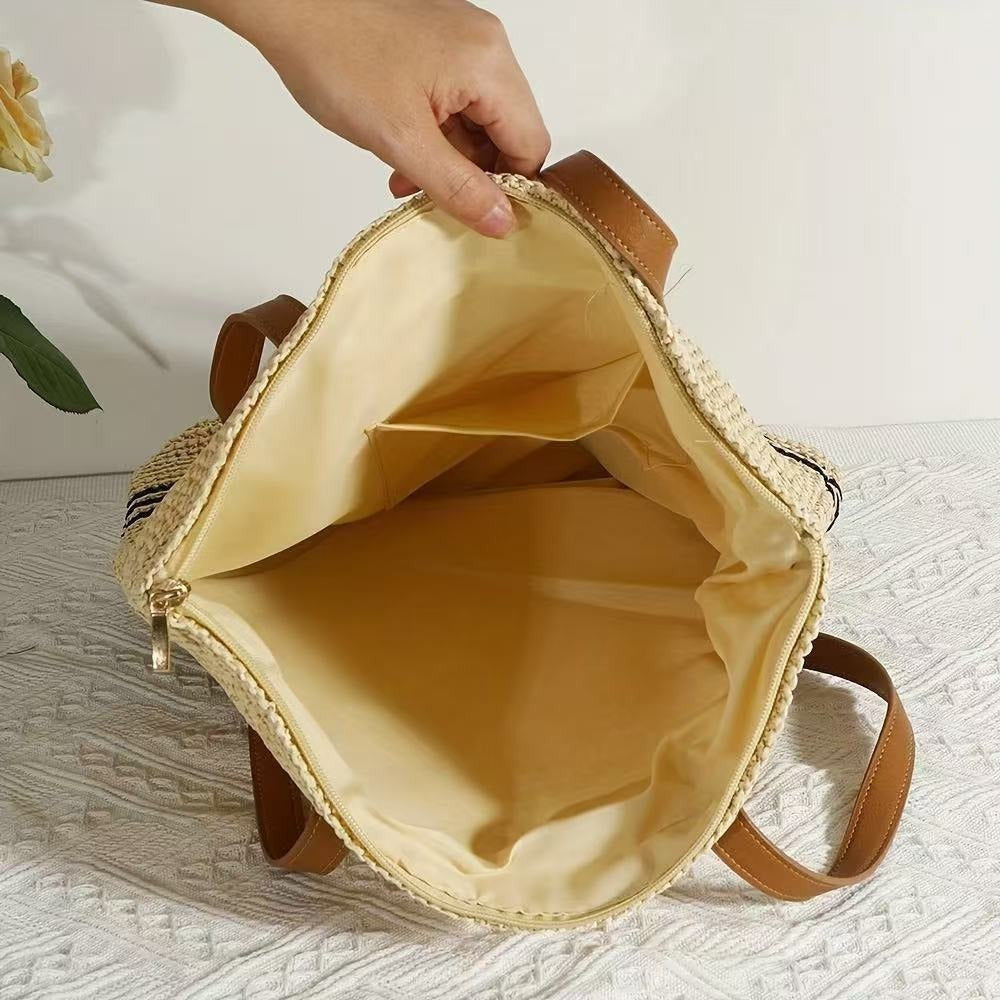 Oversized Strandveske i Flettet Materiale Skanto