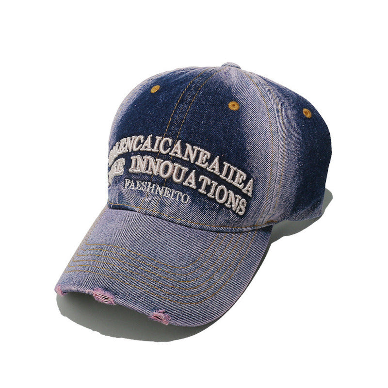 Kvinne Slitt Denim Grafisk Baseballcaps Skanto