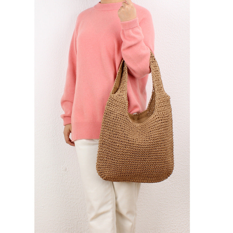 Handwoven tote bag in natural material Skanto