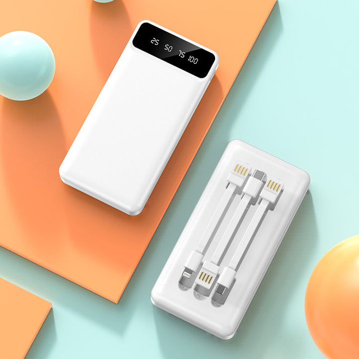 Bærbar powerbank med integrert multikabel og digital ladingsindikator Skanto