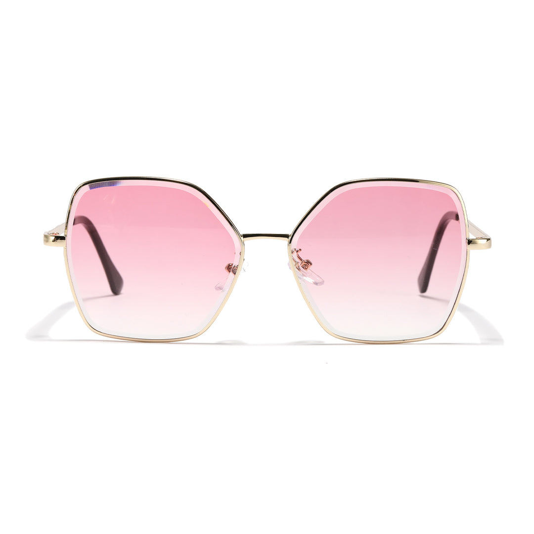Dame geometrisk solbrille med fashionable gullramme Skanto
