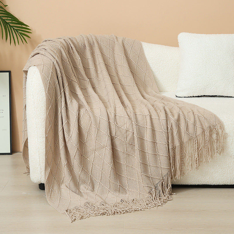 Damer Elegant og stilfullt bo- og kose-teppe med franser Skanto