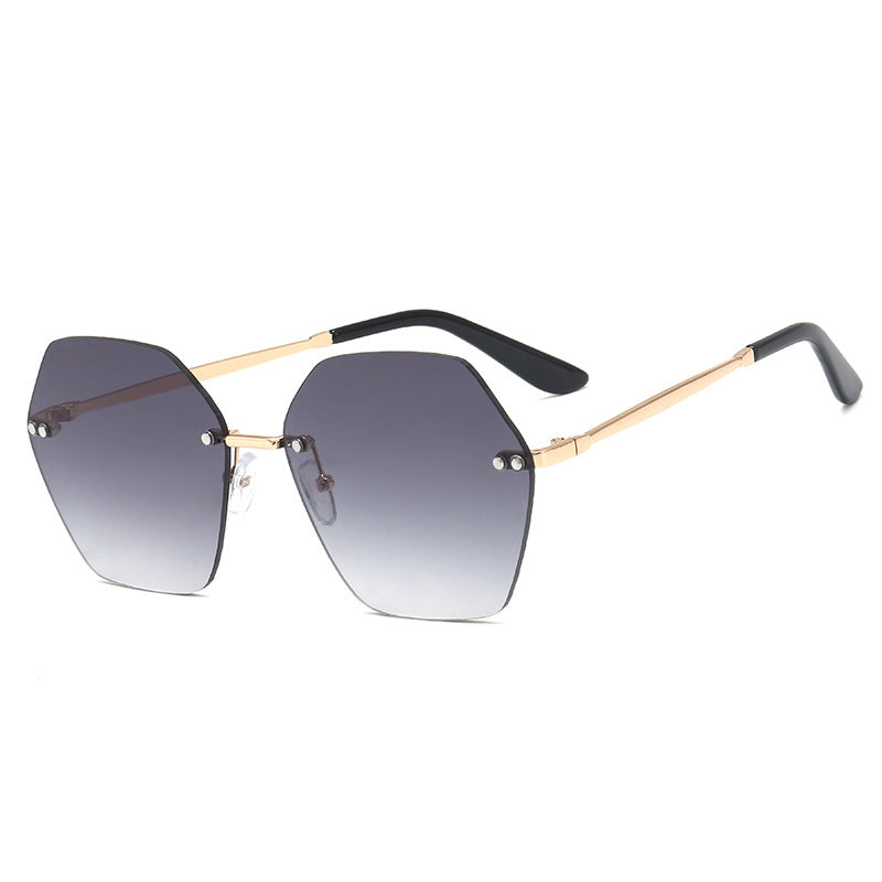 Damer hexagonal solbrille med elegant metallramme Skanto