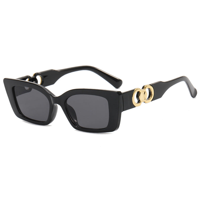 Women's Fashionable Square Sunglasses with Gold Embellishments Skanto