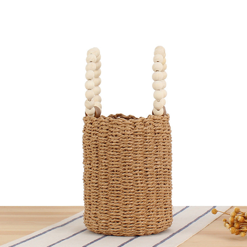 Trendy handbag with wooden bead handle Skanto