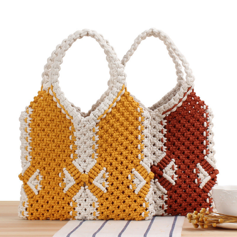 Hand-knotted tote bags in modern Scandinavian style Skanto