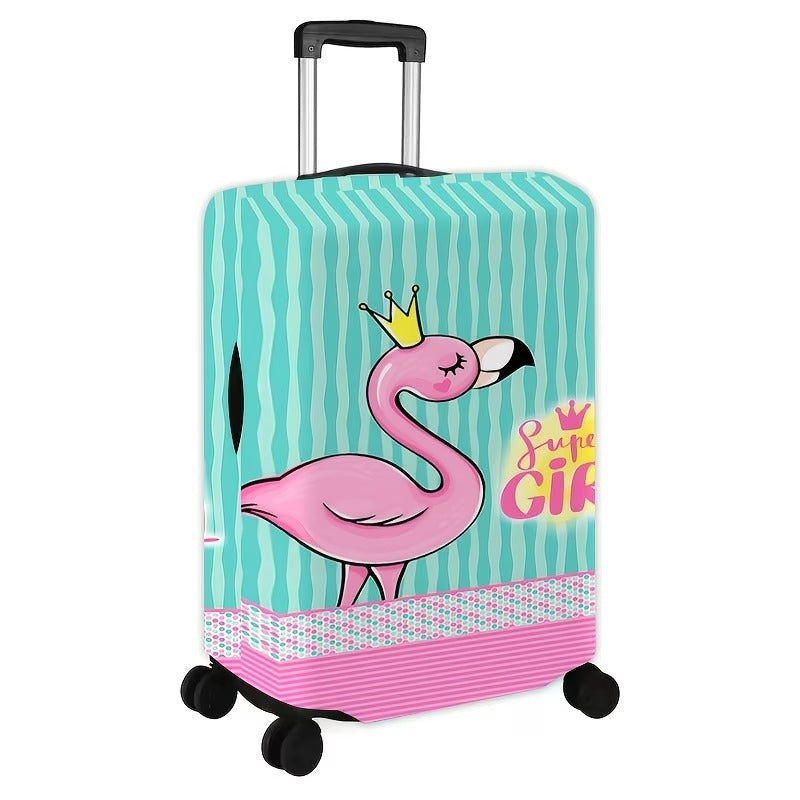 Damer nan elastisk koffertrekk med flamingo-print, dekkende beskyttelse med glidelås og sklisikker innvendig feste Skanto