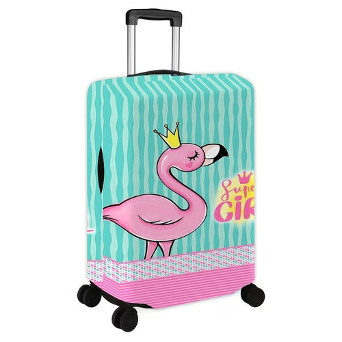 Damer nan elastisk koffertrekk med flamingo-print, dekkende beskyttelse med glidelås og sklisikker innvendig feste Skanto