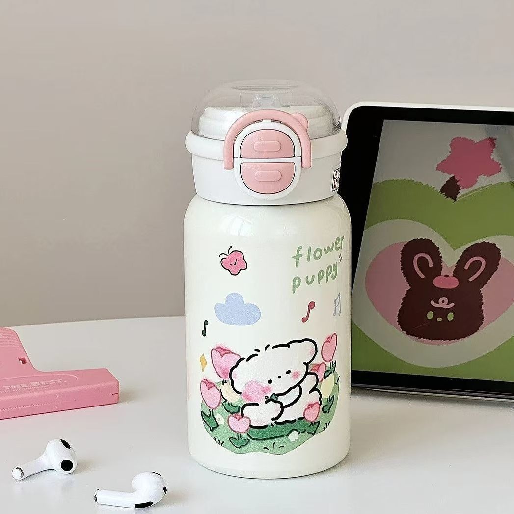 Damen Isolier-Trinkflasche mit integriertem Sicherheitsverschluss und helles Tierdesign Skanto