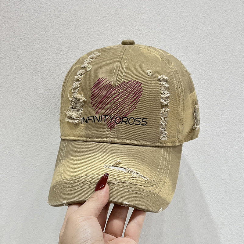 Kvinnenes Slitt Hjerte Brodert Baseball Cap Skanto