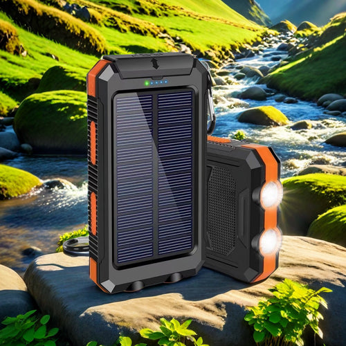 Solcelledrevet powerbank med robust design og innebygd hurtigladefunksjon Skanto