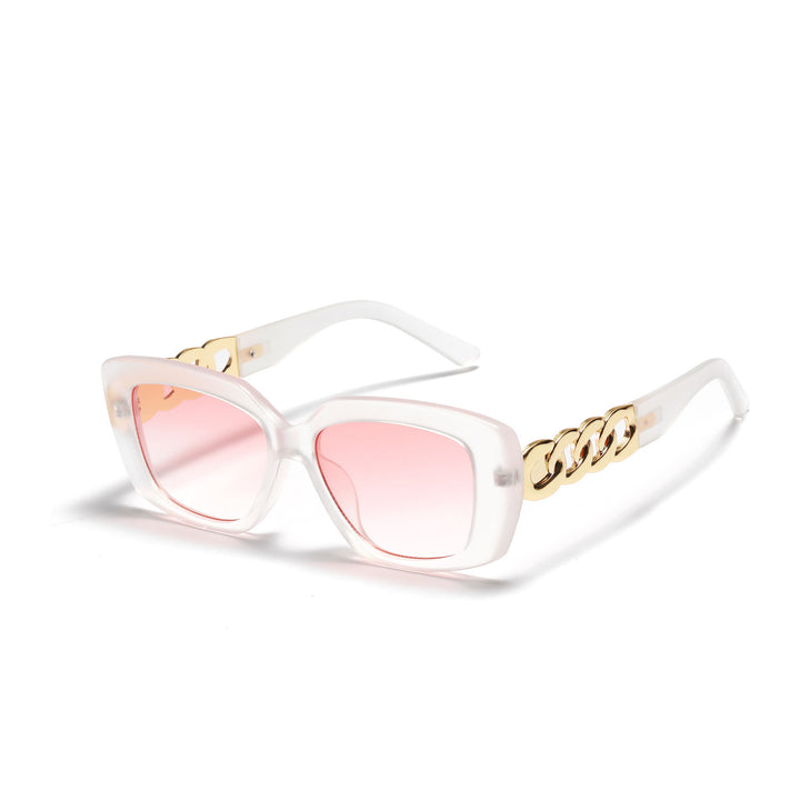 Dame elegant kvadratisk solbrille med gullutstyrt ramme Skanto