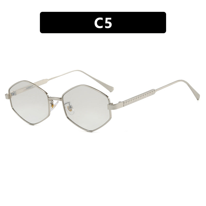 Women's hexagonal sunglasses with elegant metal accents and UV protection Skanto