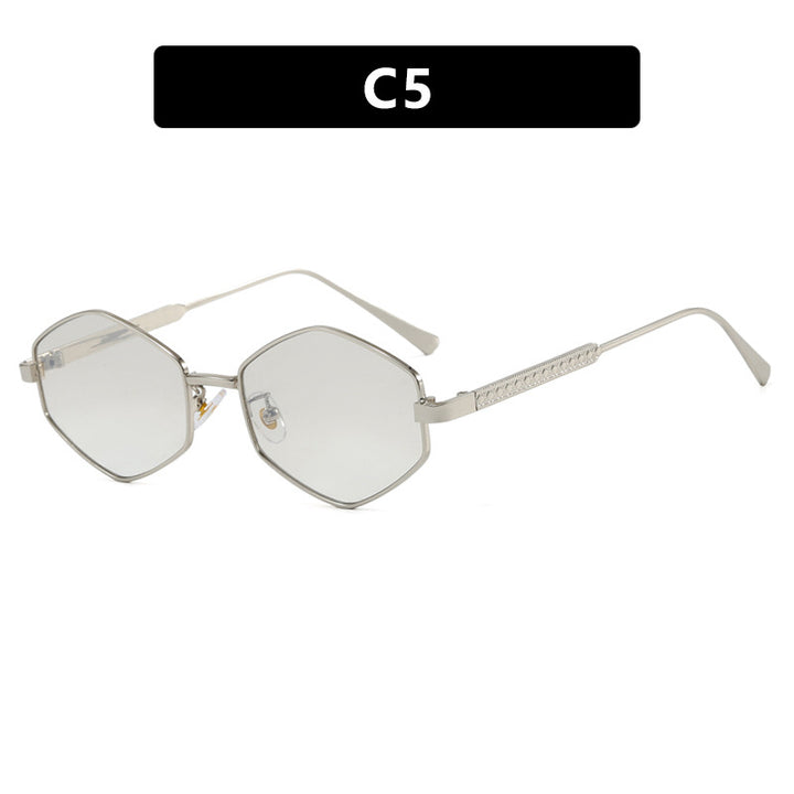 Women's hexagonal sunglasses with elegant metal accents and UV protection Skanto