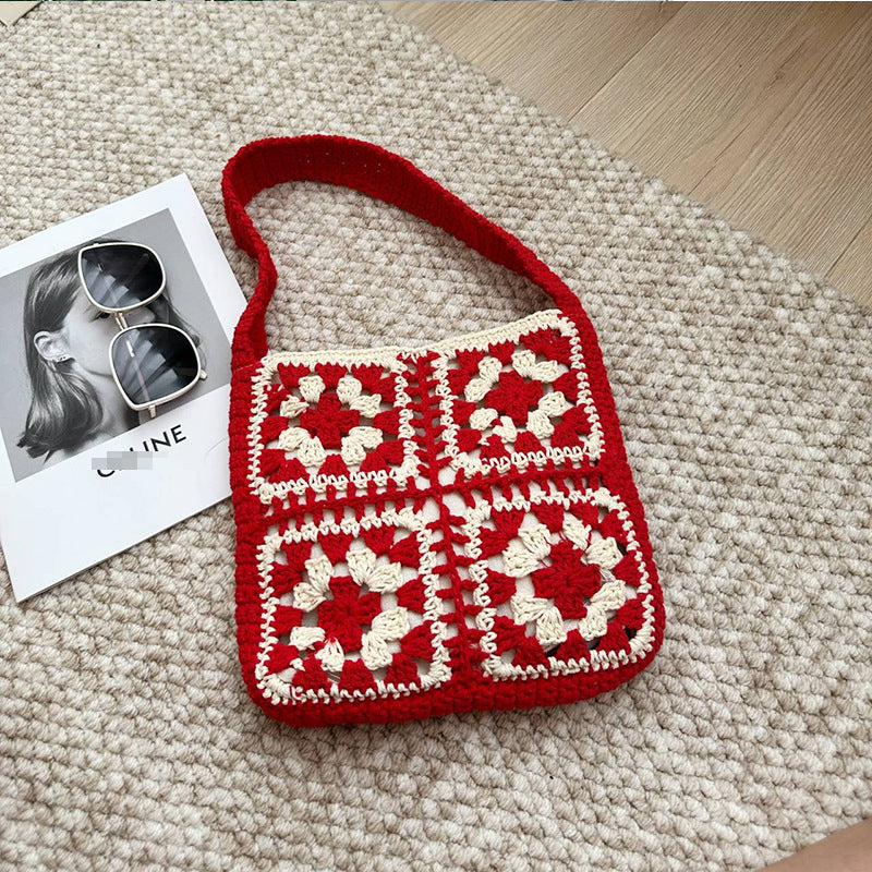 Crocheted crossover bag with folk-inspired design Skanto
