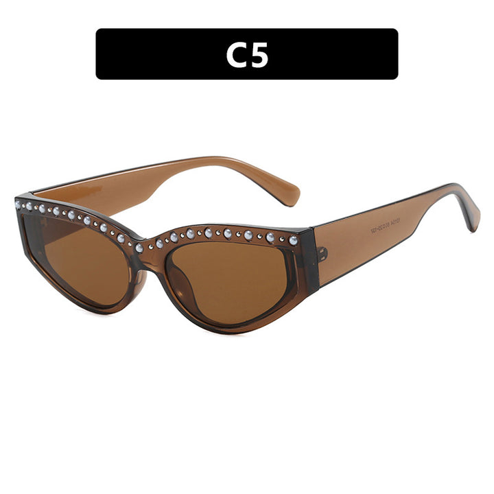 Women's Cat-Eye Sunglasses with Sparkling Rhinestones and Animal Print Skanto