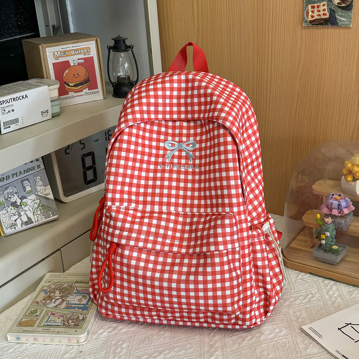 Søt Gingham-mønster Mini Skole Rygsekk