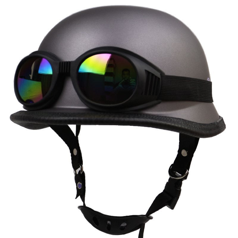 Retro Half-Style Motorsykkelhjelm med Beskyttelsesbriller Skanto