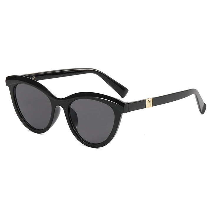 Dame elegant Cat-Eye solbriller med stilfull metallramme Skanto